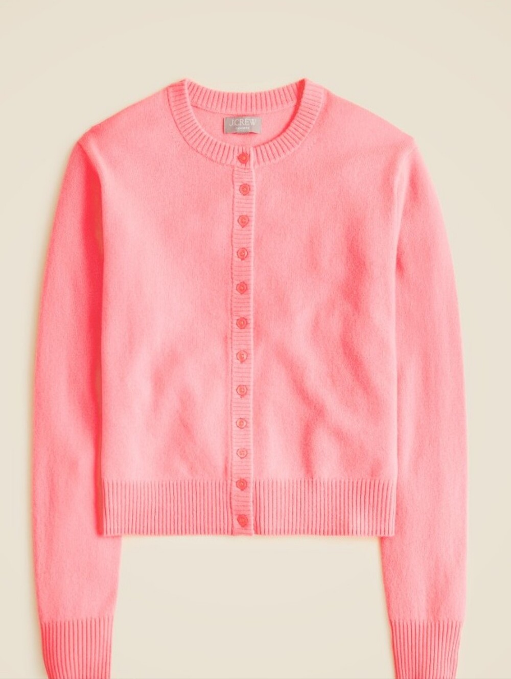 J Crew Perfect cashmere cardigan CP465 Size XS Neon Pink (Watermelon) NWT - Picture 4 of 8